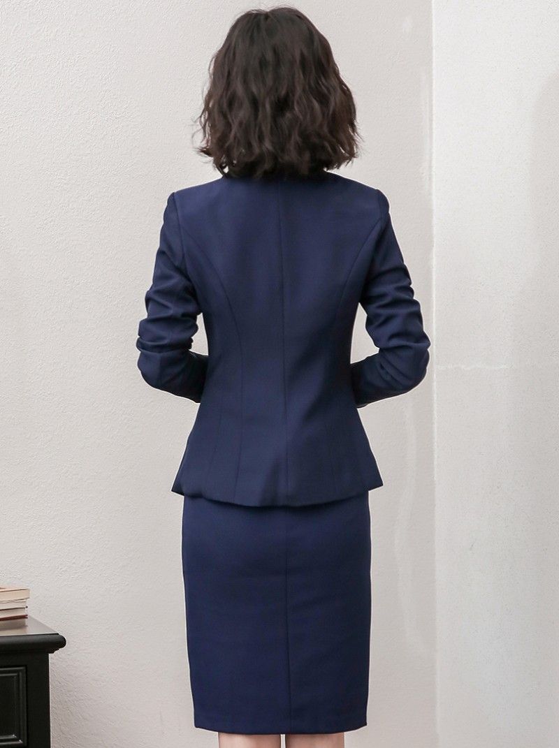 Compra Moda Azul Marino Azul Formal Mujer Traje Dos Piezas Chaqueta + Falda  Carrera Trajes Formales Oficina Ropa Ropa Vestidos De Noche Guapo Vestido  De Noche Realizado Barato | Entrega Rápida Y