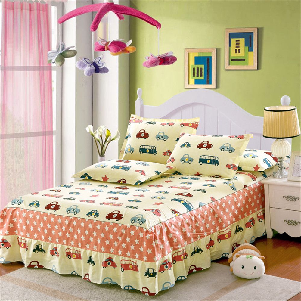 Cartoon Animal Yellow Printing Bedspread 100 Cotton Color Car Bed Cartoon Animal Yellow Printing Bedspread 100 Cotton Color Car Bed Skirt Pillowcase Bedding Sets Twin Queen King Size Crib Dust Ruffle