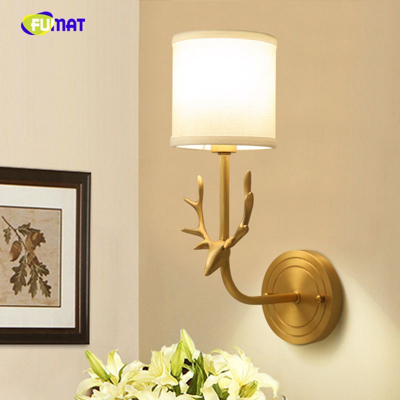 Cuivre De Interieur Pour Plein Murales Tête Corridor Lampe Américain Murale Cerf Chambre Appliques Chevet Éclairage Lecture tshQBrCdxo