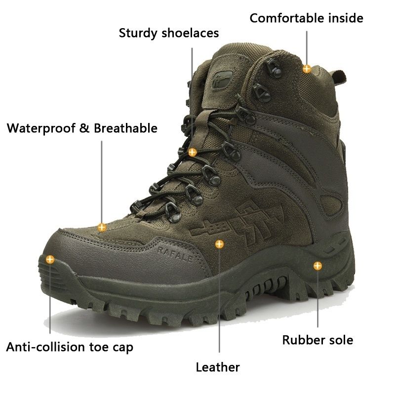 Trekking En Désert Cuir Mens Armée Tactique Air Militaire Plein Botas Mâle Randonnée Chaussures Hiver Combat De Voyage Bottes Y29WEDHI