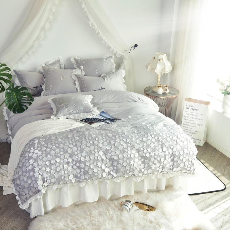 Pink Blue Princess Egyptian Cotton Bedding Set Queen King Size Girls Pink Blue Princess Egyptian Cotton Bedding Set Queen King Size Girls Fl Duvet Cover Bed Sheet Pillowcase Best Comforter Sets Black