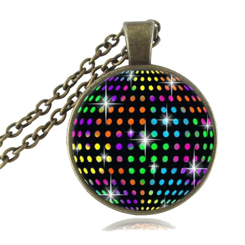 Wholesale Disco Mirror Ball Necklace DJ Jewelry Colorful Party Light