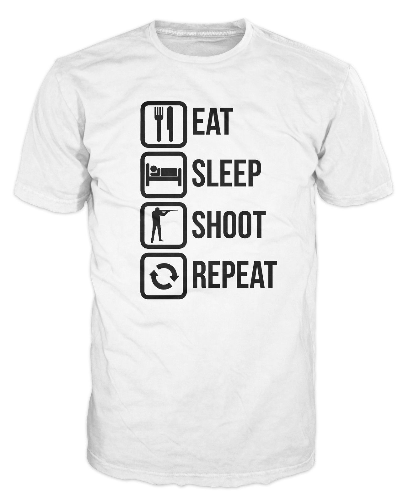 Eat sleep shoot repeat funny clay shooting sport olympics t shirt t shirt men mans designer custom short sleeve 3xl family camiseta