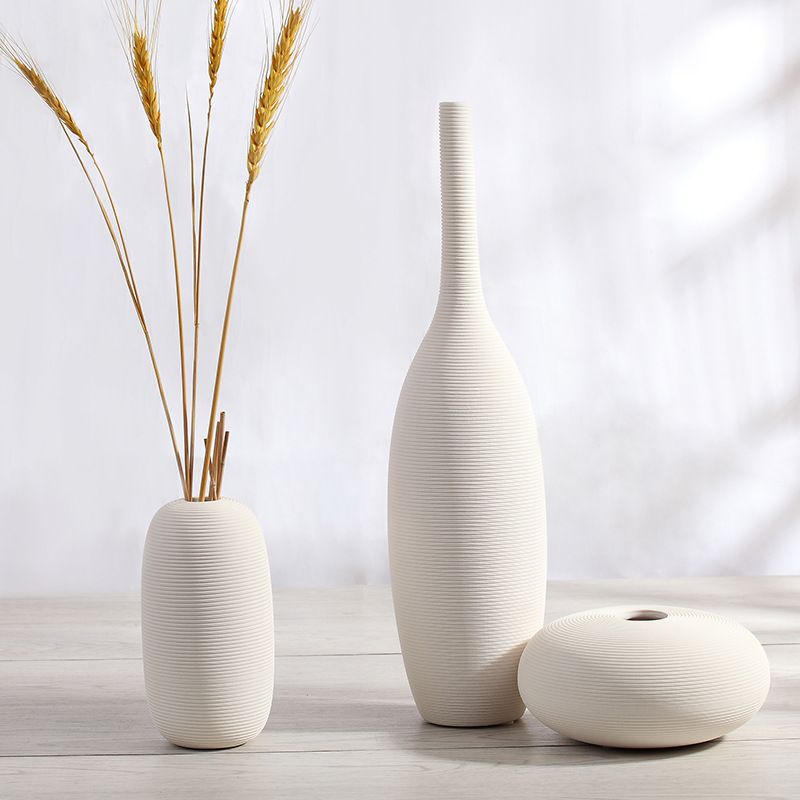White Ceramic Bisque Vase Unglazed Ceramic Flower Vases With Horizontal