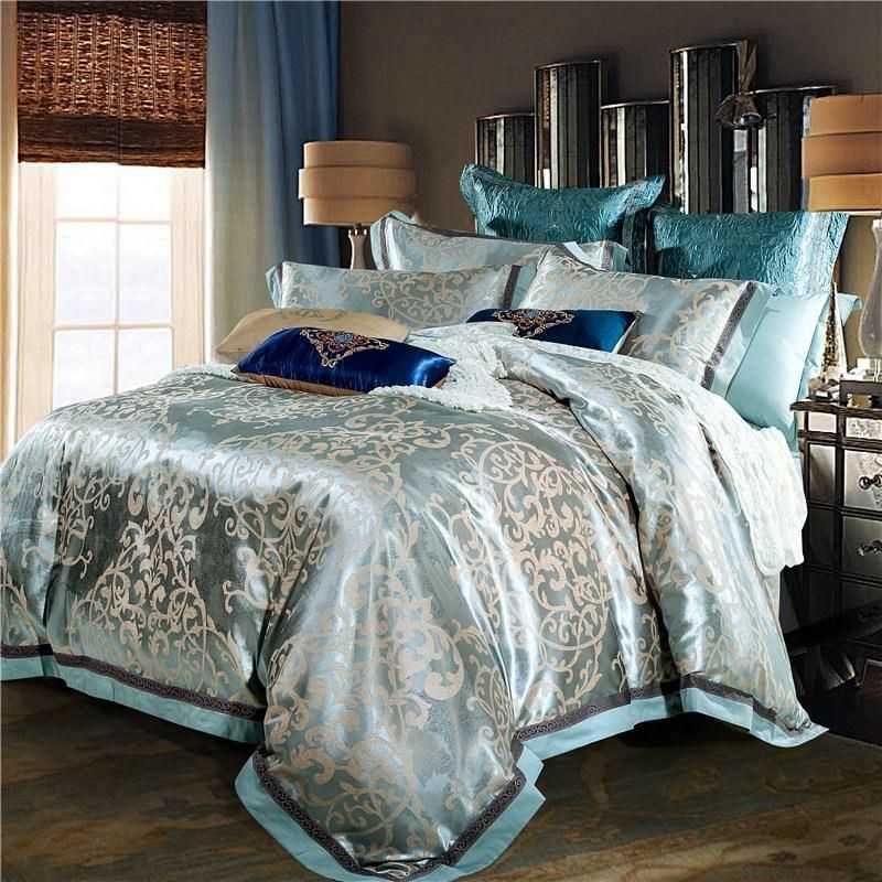 Whole Luxury Jacquard Silk Bed Linen Blue Red Pink Silver Gold Whole Luxury Jacquard Silk Bed Linen Blue Red Pink Silver Gold Satin Bedding Set Bedspread Queen King Size Duvet Cover Sheet Covers