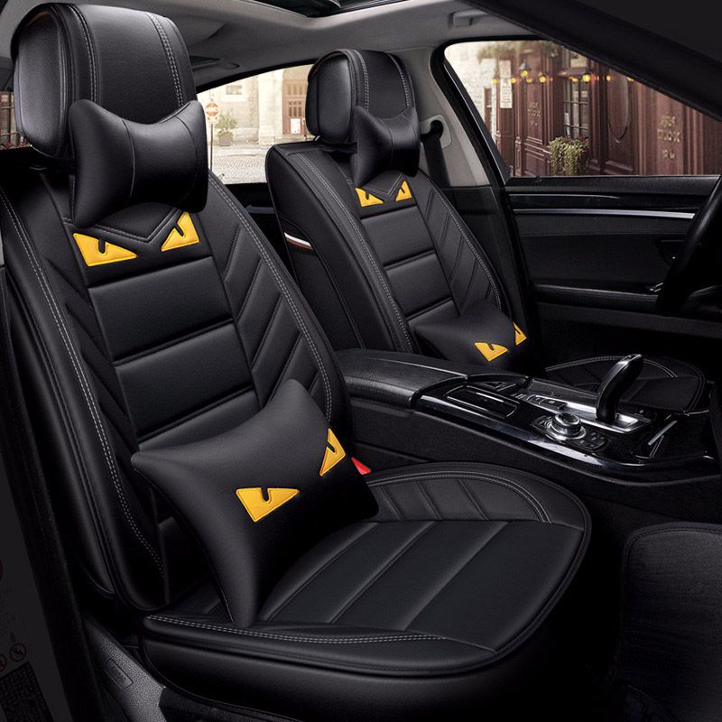 Luxury Pu Leather Car Seat Cover Front Rear Automobile Covers Complete Set Universal Interior Accessories For Little Monster