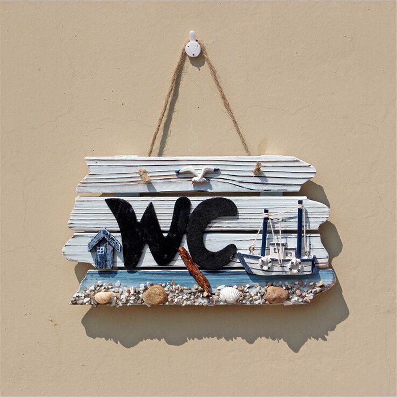 Toilet Sign Handmade Wooden House Bathroom Wc Brand European Style Listed Bars Clubs Door Decoration