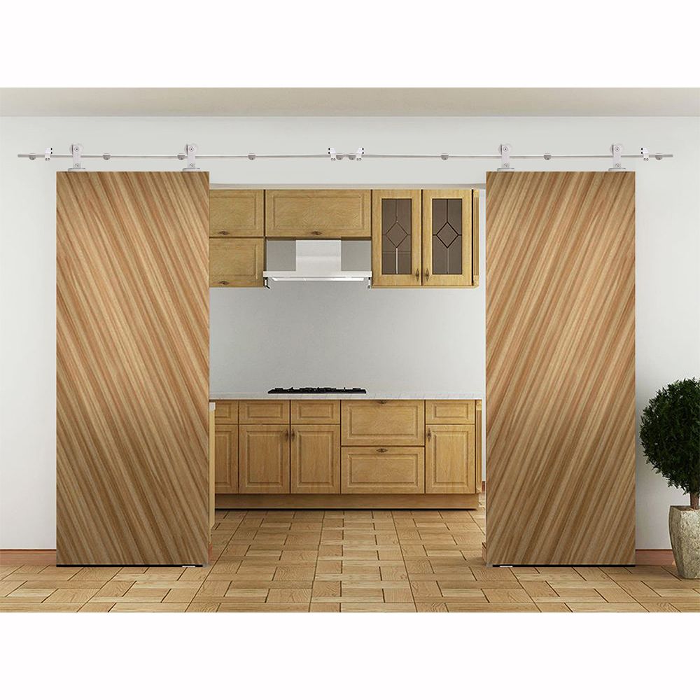 Top Mount Stainless Steel Barn Style Decorative Sliding Door Track Top Mount Stainless Steel Barn Style Decorative Sliding Door Track Hardware Set For 10ft Double Wood