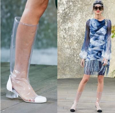 transparent knee high boots