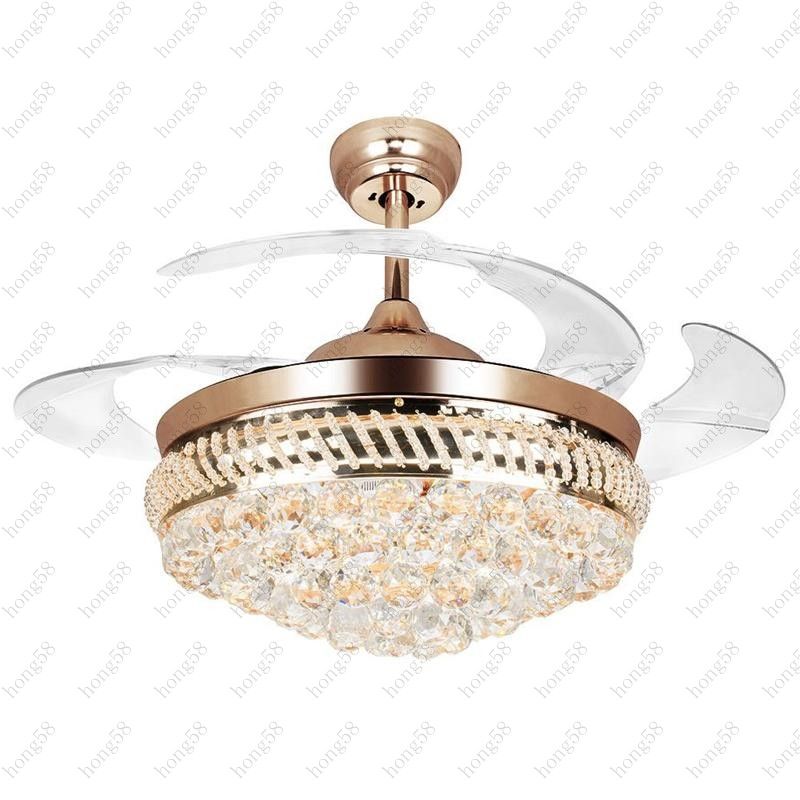2019 42 Inch Modern Led Crystal Ceiling Fans 42inch Remote Control