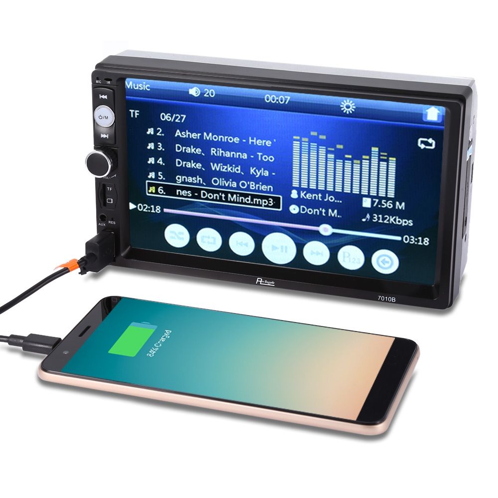 Double 2 DIN Car Bluetooth Audio 7in HD Radio In Dash Touch Screen Stereo MP3 MP5 Player USB Steering Wheel Contr 7010B Auto Video Car Audio Stereo Car DVD ...