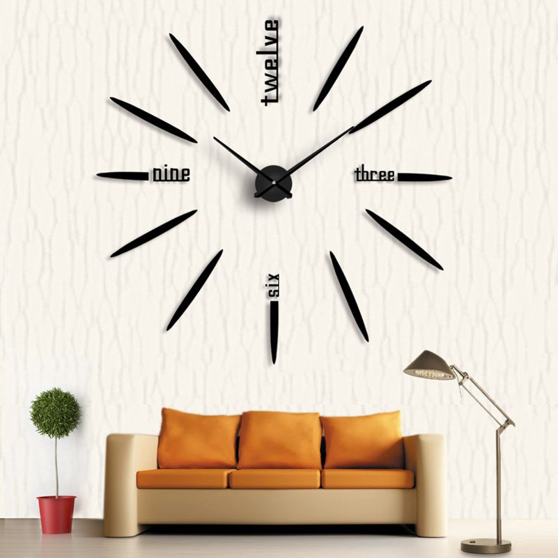 Art diy wall clock 3d mirror stickers large acrylic clock living ... Parete living