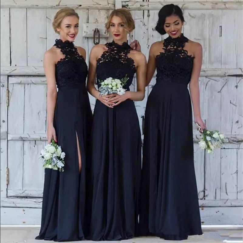 black chiffon bridesmaid dress