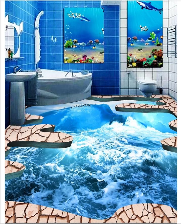 Acheter Papier Peint 3d Autocollant Personnalise Papier Peint Pour Sol En 3d Papier Peint Ocean Glacier Fissure Toilettes Salle De Bains Plancher 3d De 16 79 Du A1048874333 Fr Dhgate Com