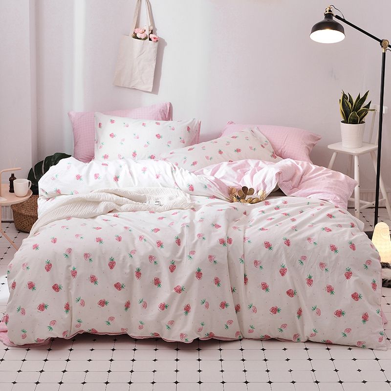 Cute Strawberry Duvet Cover Set 100 Bedding Sets Pink Bed Cute Strawberry Duvet Cover Set 100 Bedding Sets Pink Bed Sheet Pillow Cases Twin Queen King Size Linens For Home Brown