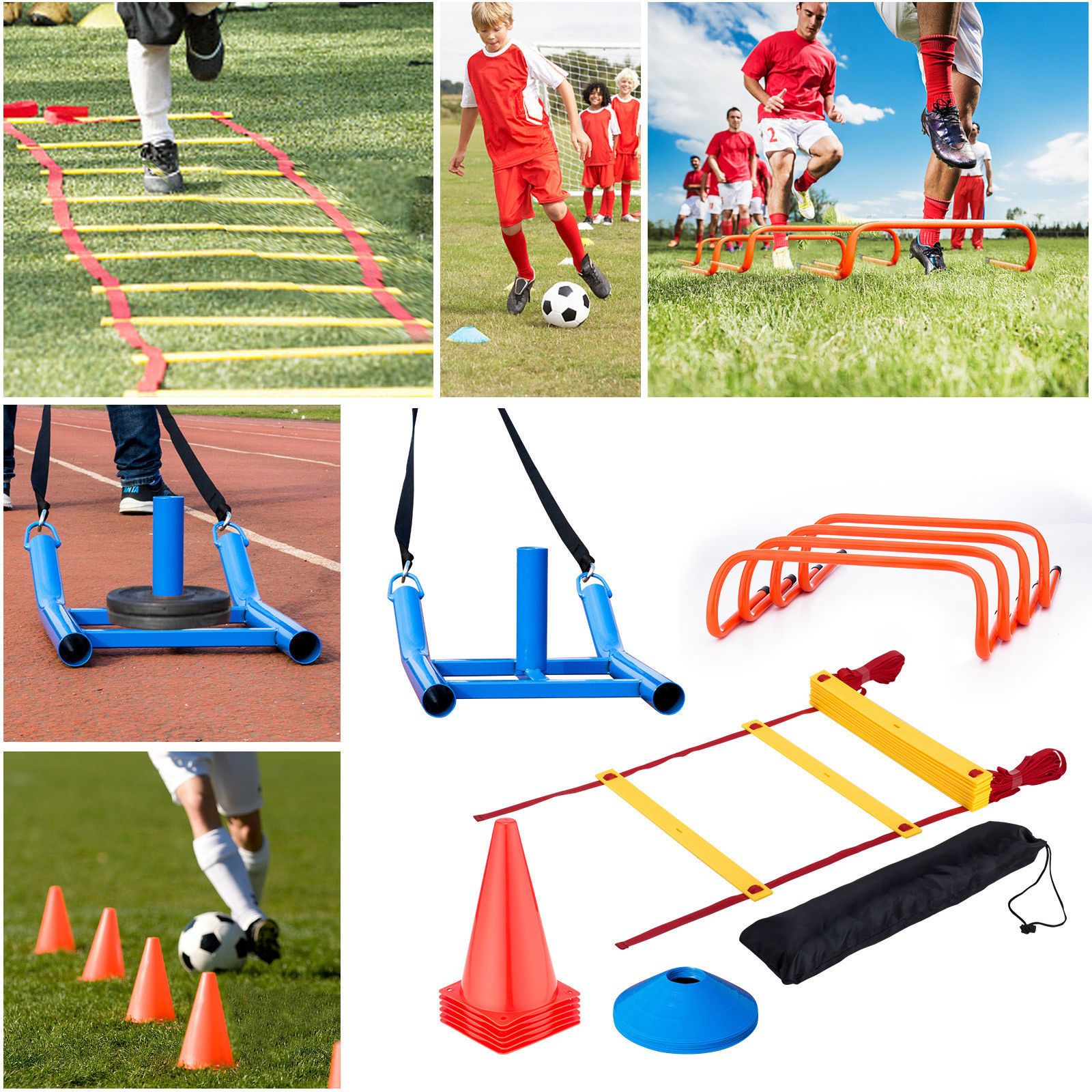 2020 Football Soccer Training Kit Agility Ladder Speed Hurdles Cones