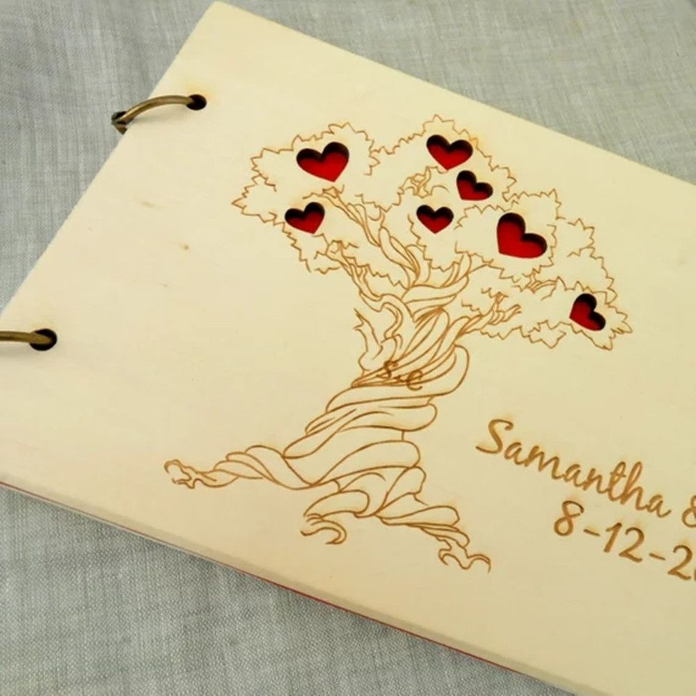 Wedding Guestbook Rustic Wooden Tree With Love Heart Wedding Guest
