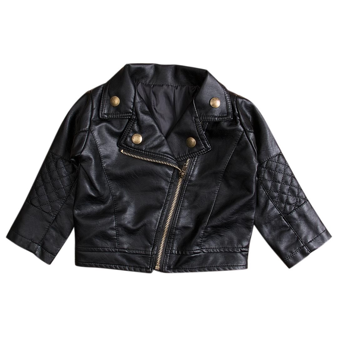 Autumn Winter Fashion Toddler Kids Girl Clothes Motorcycle Pu Autumn Winter Fashion Toddler Kids Girl Clothes Motorcycle Pu Leather Jacket Biker Coat Overcoat Black Long Sleeve Outwear Jackets Girls