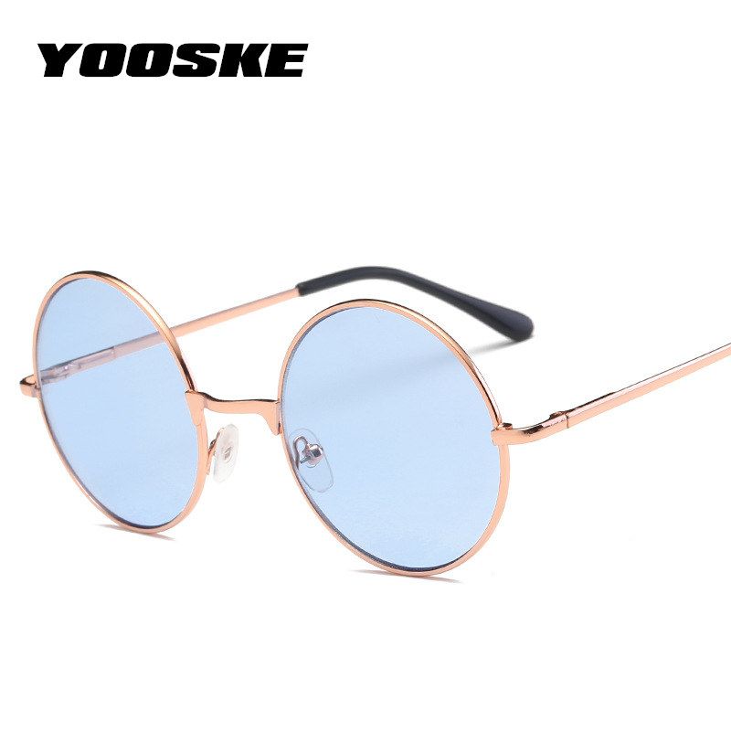 Vintage Runde Sonnenbrille Frauen Ozean Farbe Objektiv Spiegel Sonnenbrille