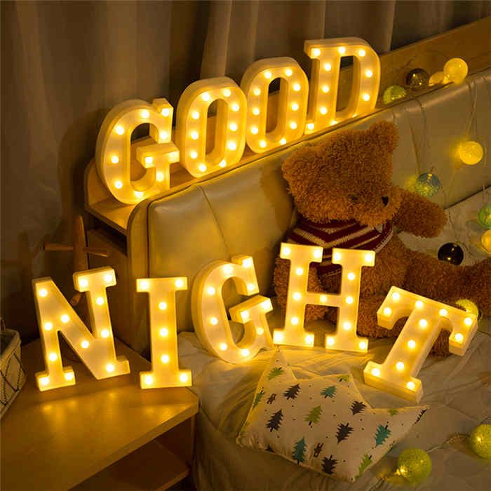 2019 Novelty Letter LED Night Light White 26 Letters LED Atmosphere