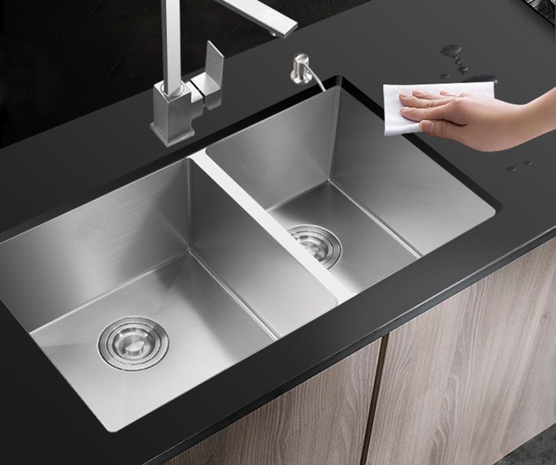 2018 Kitchen Sink 304 Stainless Steel Undermount Set 2018 Kitchen Sink 304 Stainless Steel Undermount Set Double Bowl Drawing Drainer Handmade Brushed Seamless Drain Basket From Cloud Power