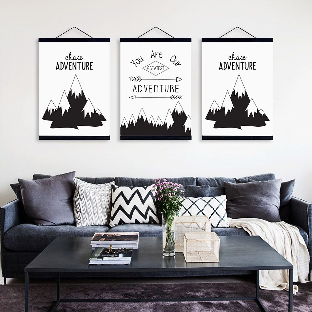 Großhandel Nordic Modern Schwarz Weiß Berg Zitat Holzrahmen Leinwand ... Großhandel Nordic Modern Schwarz Weiß Berg Zitat Holzrahmen Leinwand ...