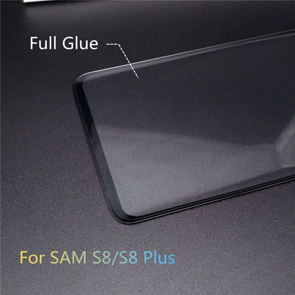 톱 3D 전체 접착제 Adhensive 경우 친화적 인 강화 유리 전화 화면 보호기 삼성 갤럭시 S8 S9 플러스 참고 8 무료 DHL