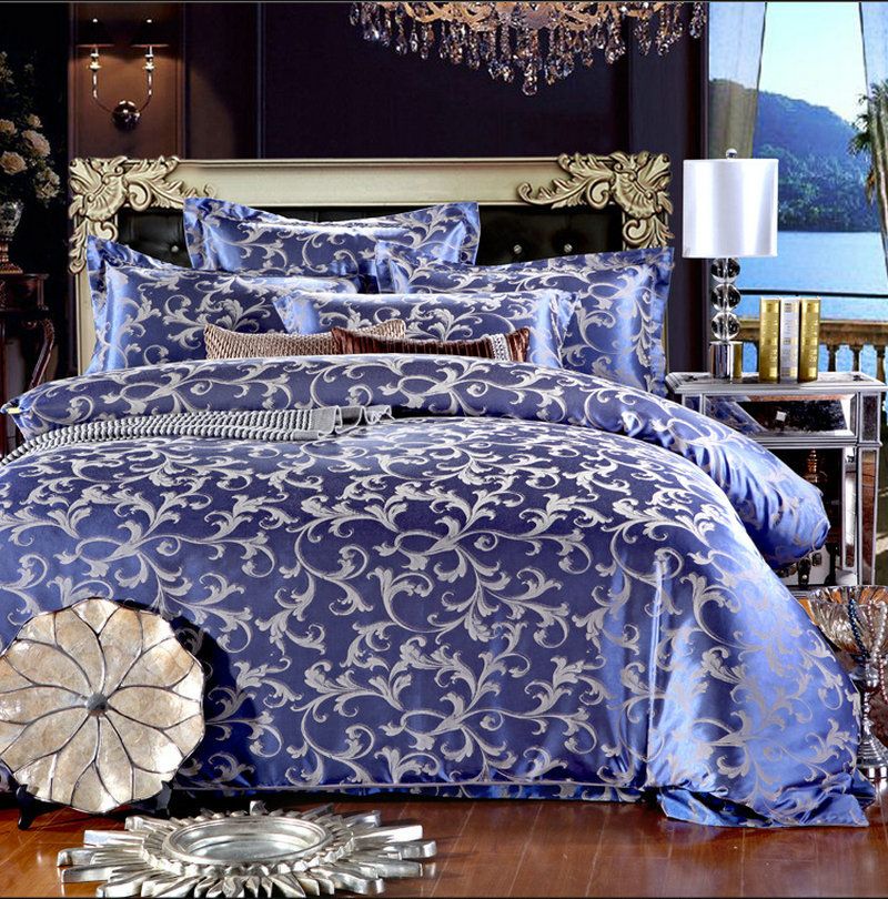 Luxury Bedding Set New Design Satin And Cotton Sets Bed Luxury Bedding Set New Design Satin And Cotton Sets Bed Sheet Jacquard Duvet Cover Red Blue Gold Down Comforter Covers Sheets