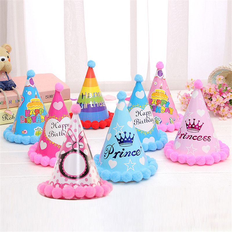 new arrival happy birthday party hats diy cute handmade dot stripe