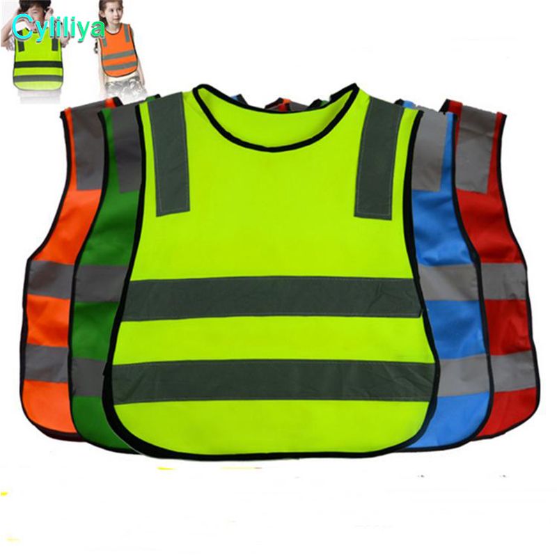 Kids High Visibility Woking Safety Vest Road Traffic Working Vest Green