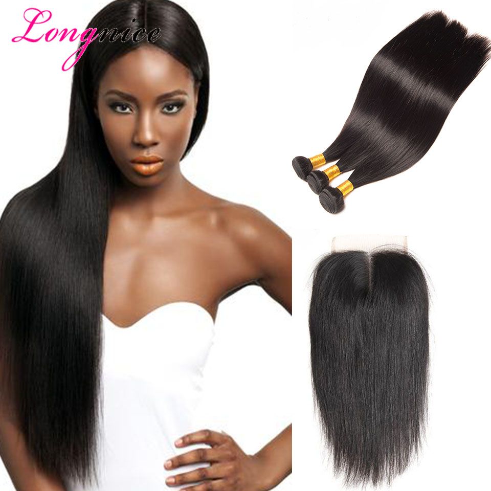 8a Brazilian Straight Hair Weaves With Top Lace Closure