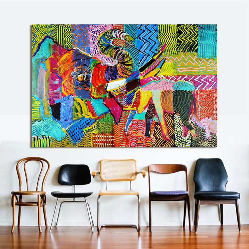 Wall Art Decor Oil Painting On Canvas Paintings Wild Elephant And Baby Abstract For Living Room No Frame