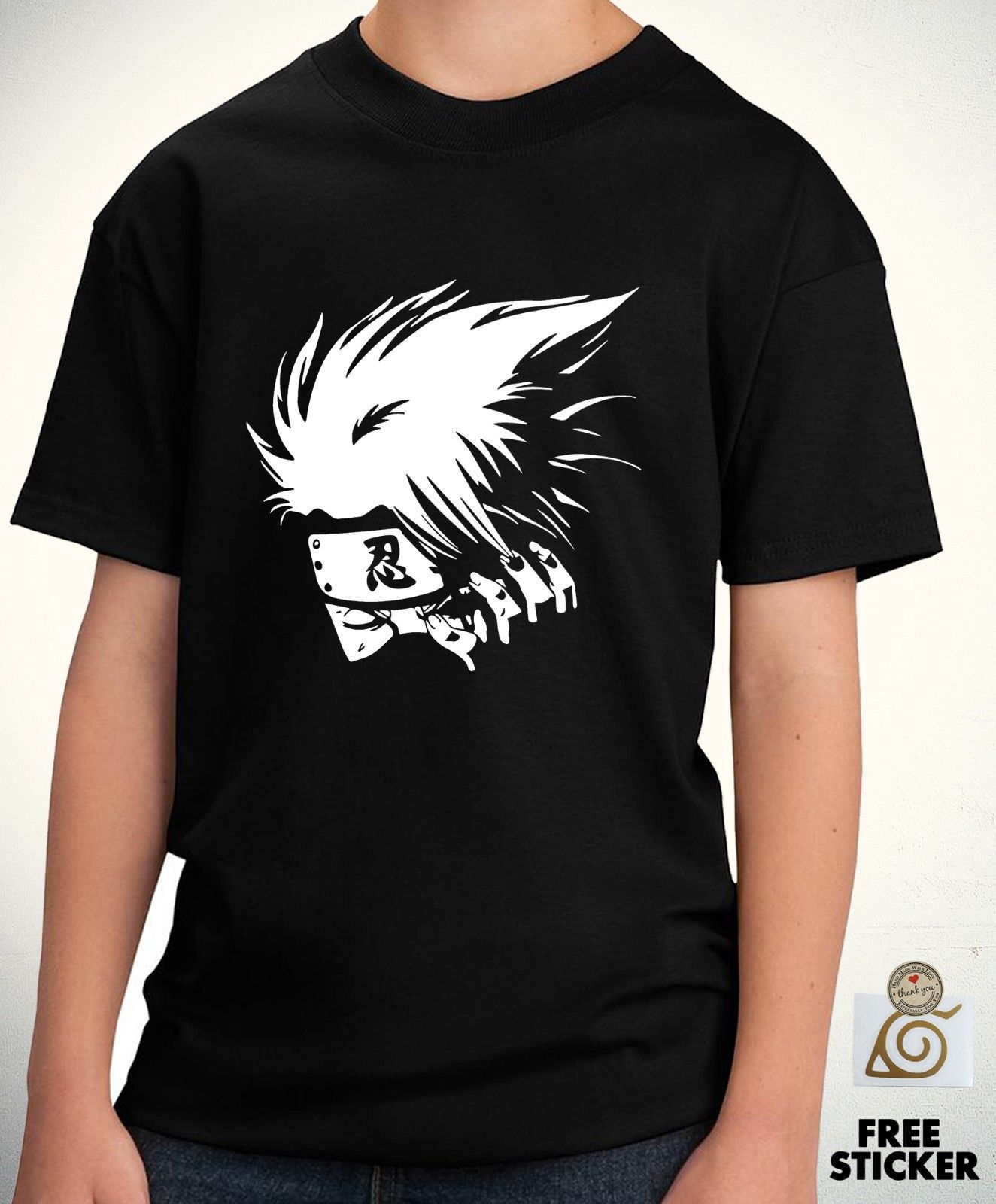 Naruto T Shirt Kakashi Hidden Leaf Hokage Sharingan Anime Boys Cool T