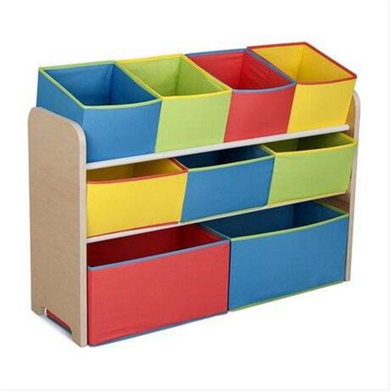 toy organizer with colored bins