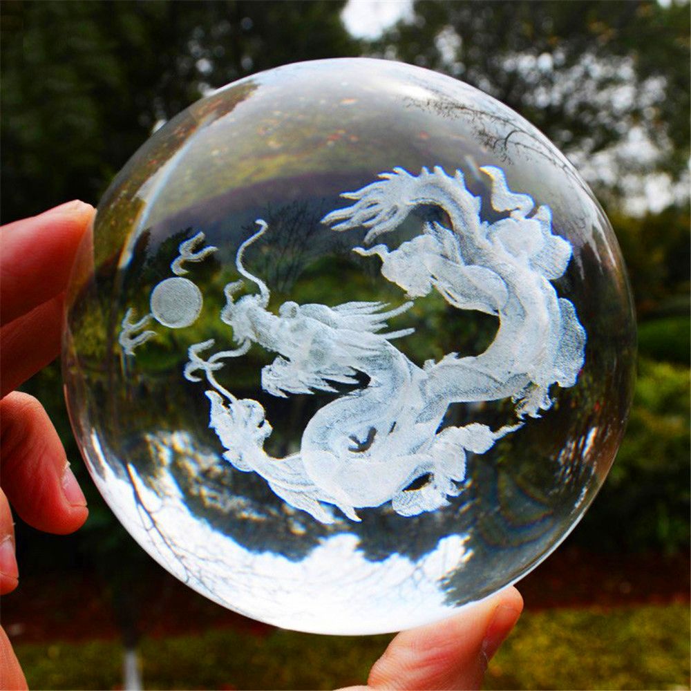 2019 3D Crystal Dragon Ball Figurine Feng Shui Office Decorative Storm 
