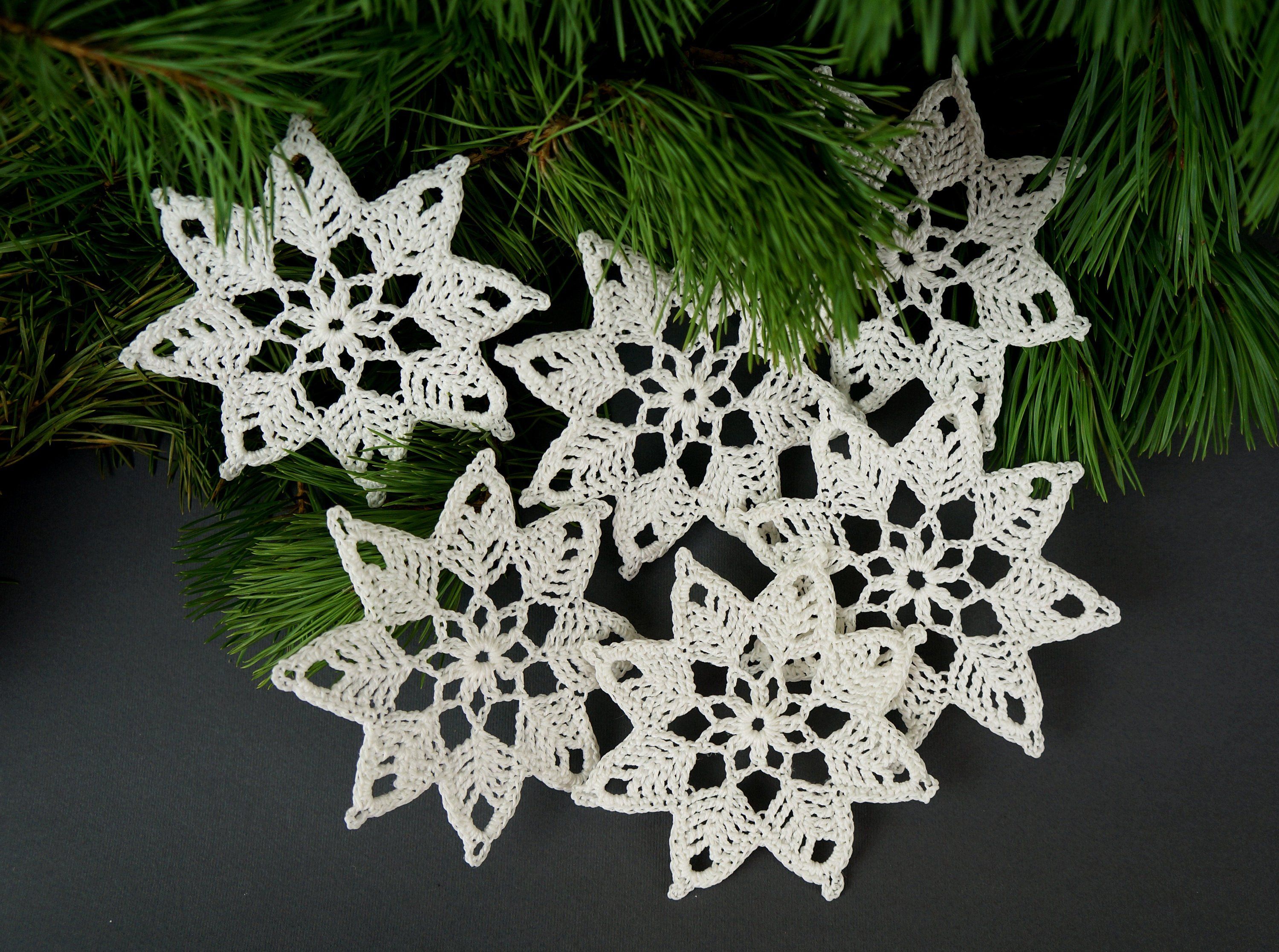 2018 handmade crochet snowflake set christmas tree decorations
