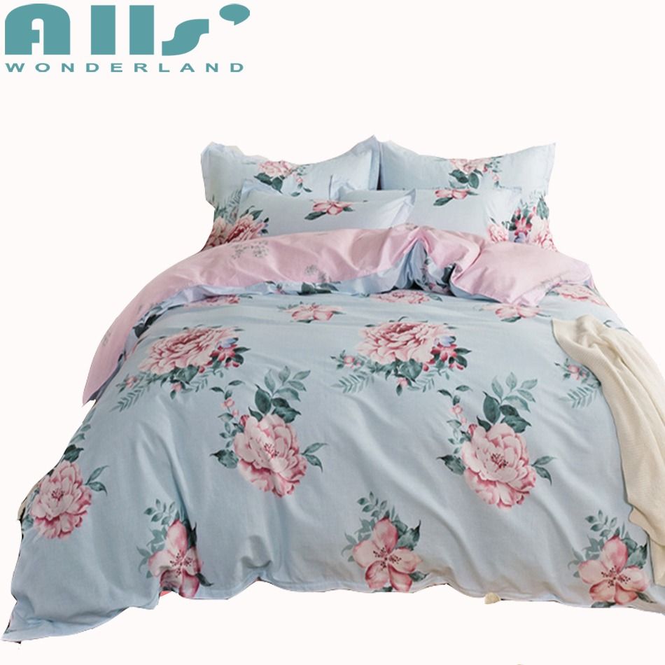 3 4pcs Blue Flowers Duvet Cover Set Queen Twin Size Bedding Sets For S Pink Fl Bed Sheets Pillow Case Soft Linens
