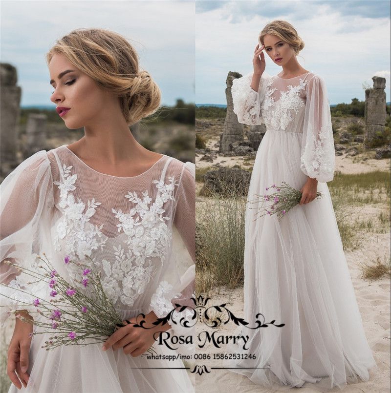 Discount Plus  Size  Boho Beach Country Wedding  Dresses  2020  