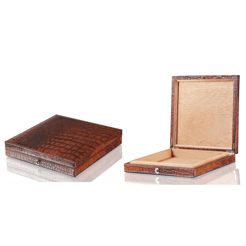 High End Gaboon Wood Crocodile Pattern Leather Travel Humidors Travel Carry Portable Cigar Storage Case Gadget Pouch Cigar Box
