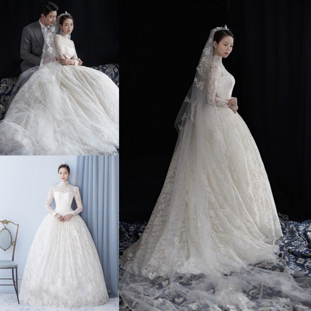 Long Sleeve High Neck Wedding Dress