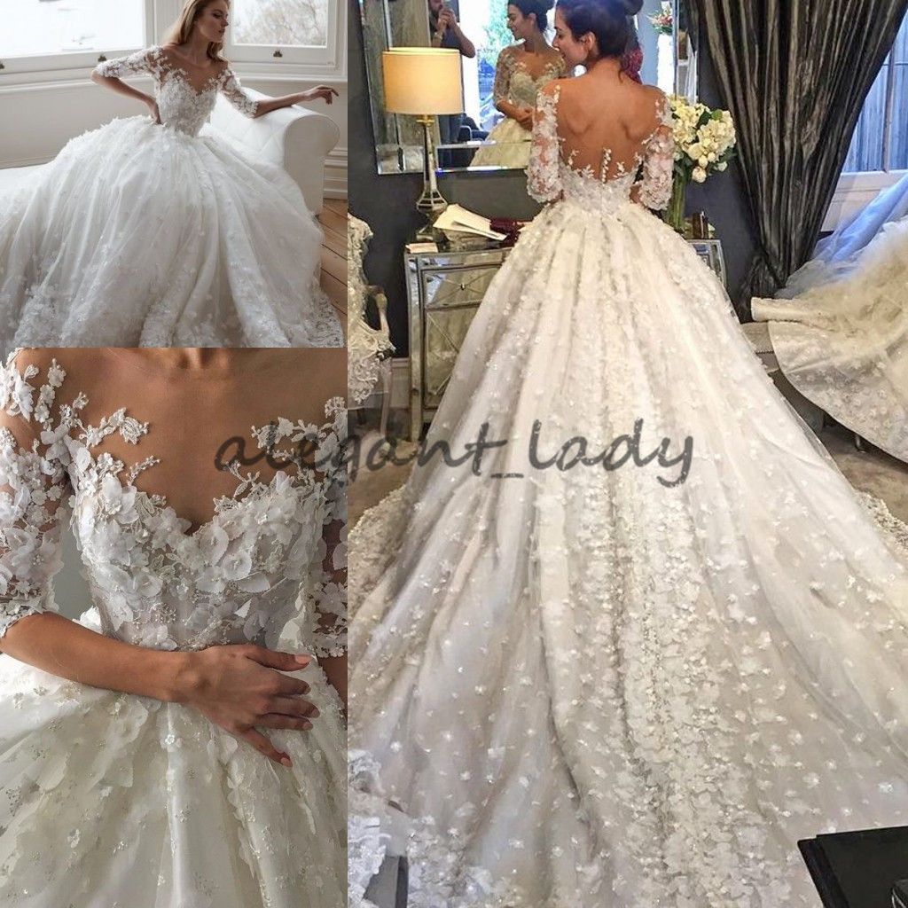 Floral Train Wedding Dress