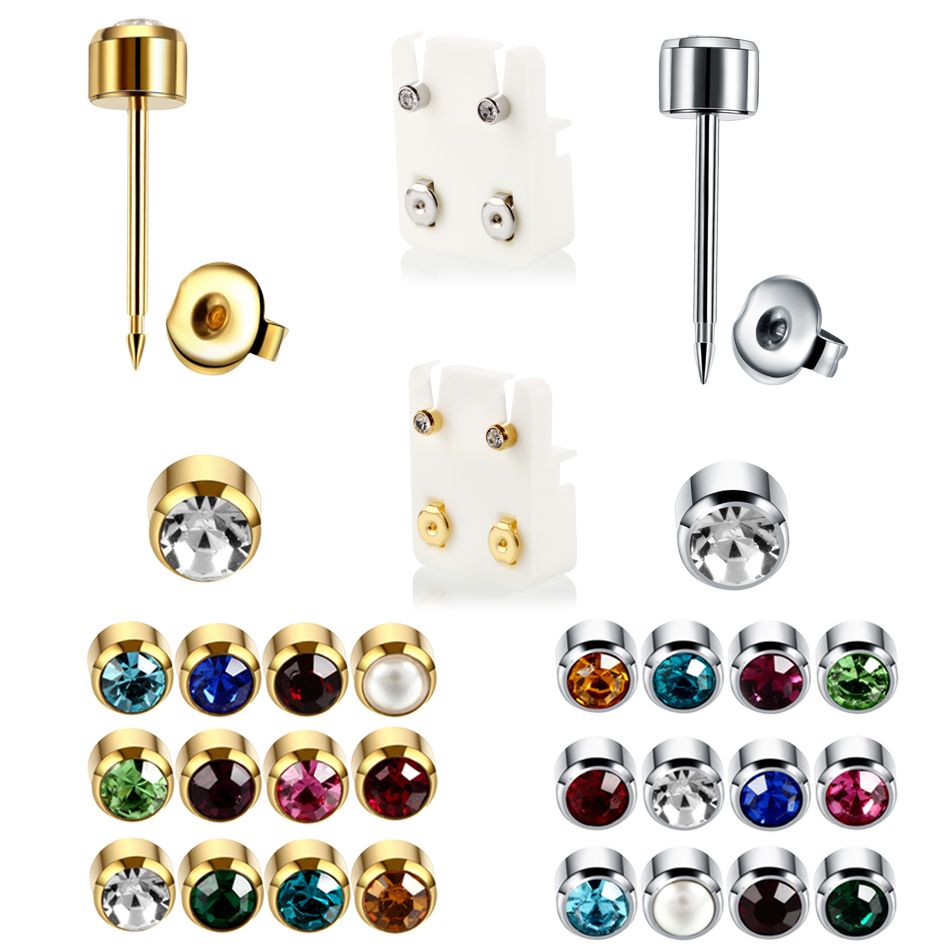 12pairs Steel Earring Stud Ear Tragus Piercings For Gun Helix Ear Piercings Gun 20g Gem Lobe Piercing Orelha Cartilagem Jewelry