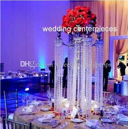 5 Arm Candle Crystal Candelabra Wedding Centerpiece 27 Inches Tall