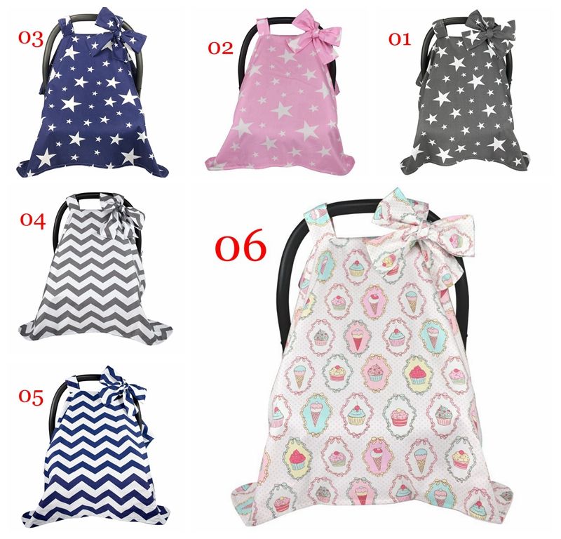 100 Cotton Baby Car Seat Canopy Infant Cover Cat Comes With Big Bow 75cm 6colors Choose Free Ship