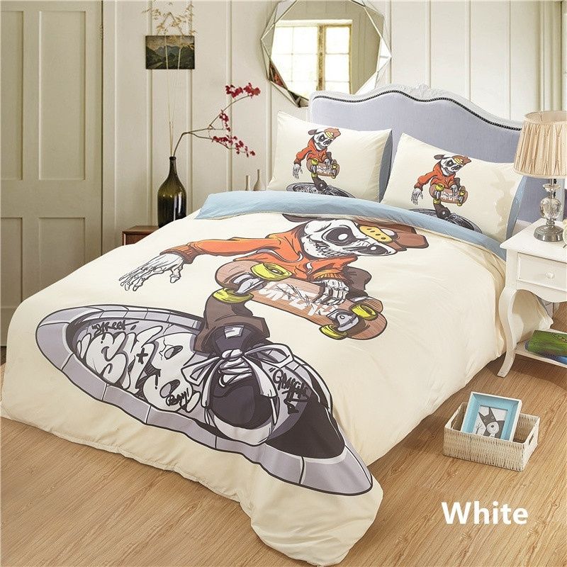 Skull 2 Bed Quilt Cover Clothes Pillowcase Kids Bedroom Decor Skull 2 Bed Quilt Cover Clothes Pillowcase Kids Bedroom Decor Duvet Boy Bedding Set Single Full Queen King Size