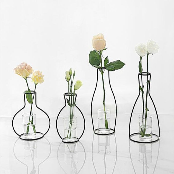 Minimalism Iron Frame Vase Hollow Out Shelving Flower Metal Vases Minimalism Iron Frame Vase Hollow Out Shelving Flower Metal Vases Home Garden Modern Decor Ornaments Not Include Glasses And Flowers Clear With Lid