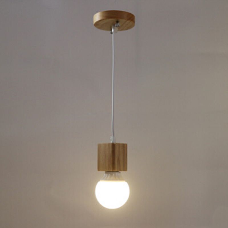 Vintage Pendant Light Wood Retro Lamp 100cm Color Wire E27 Socket Vintage Pendant Light Wood Retro Lamp 100cm Color Wire E27 Socket Lampholder Hanging Fixture No Bulbs White Red