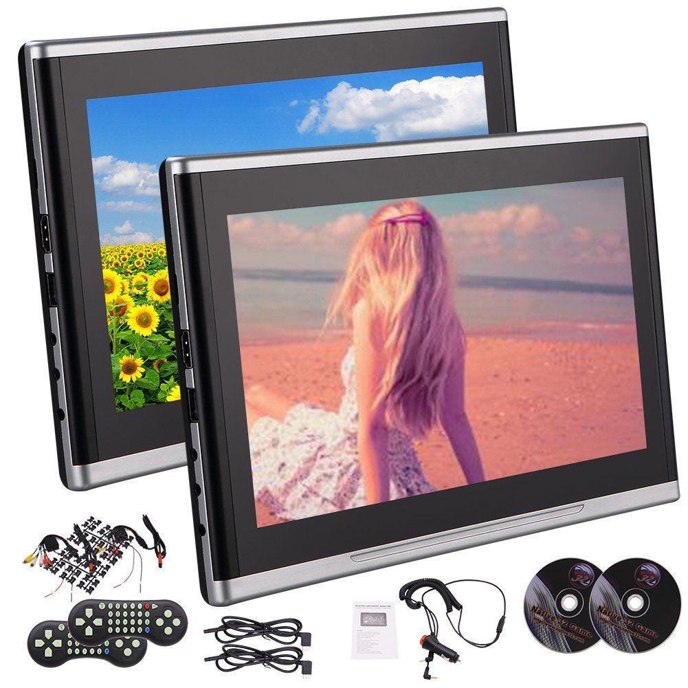 Eincar 10 1 Dual Car Dvd Player Ultra Thin Tft Screen Backseat Eincar 10 1 Dual Car Dvd Player Ultra Thin Tft Screen Backseat Headrest Portable Usd Sd Hdmi 32 Bits Game Disc Black