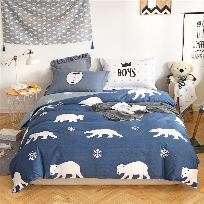 Cartoon White Blue Polar Bear Bedding Sets Twin Full Queen King Bed Cartoon White Blue Polar Bear Bedding Sets Twin Full Queen King Bed Sheet Soft Pillowcase Duvet Cover Fabric Bedclothes Comforter Size