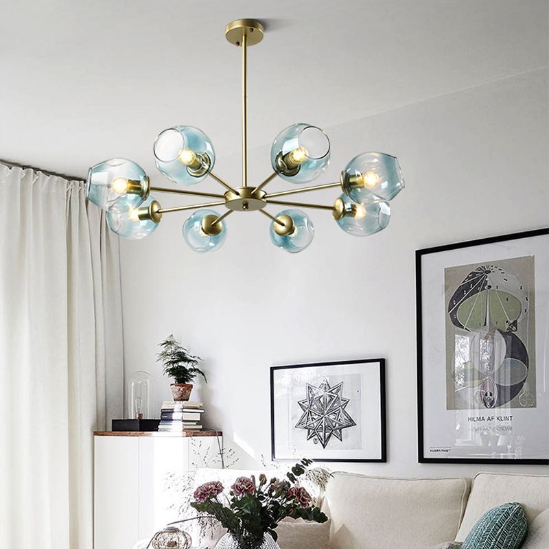 Nordic Hanging Lamps Living Room Modern Led Chandelier Bedroom Restaurant Blown Glass Library Personality Gold Pendant Lamp